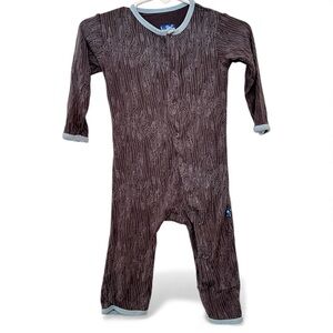 Kickee Pants Romper Pajama Wood Print Swirl Butt Flap 3-6 months bamboo